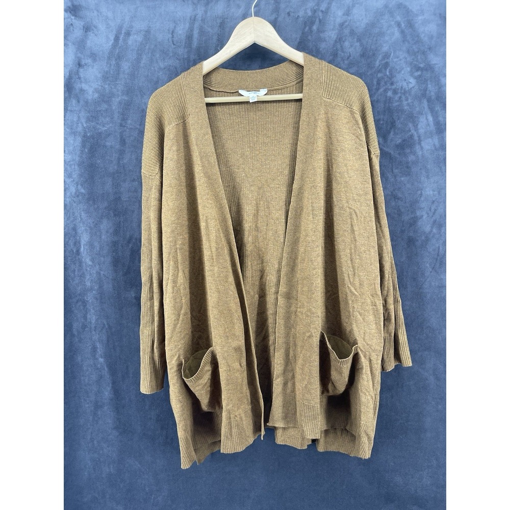 Terra‎ & Sky Women's 3X Brown Open Front Cardigan Sweater Plus Size 24W-26W